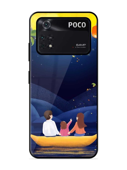 Happy Family And Beautiful View Glossy Metal Phone Cover for Poco X4 Pro (5G) Zapvi