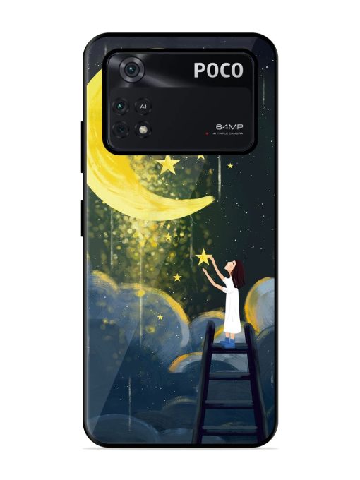 Moonlight Healing Night Illustration Glossy Metal TPU Phone Cover for Poco X4 Pro (5G) Zapvi