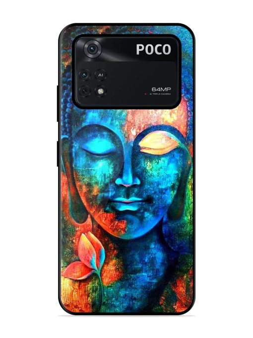 Buddha Painting Glossy Metal Phone Cover for Poco X4 Pro (5G) Zapvi