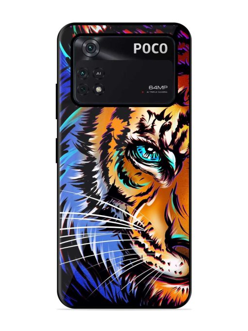 Colorful Lion Art Glossy Metal Phone Cover for Poco X4 Pro (5G) Zapvi