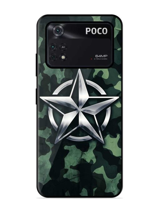 Indian Army Star Design Glossy Metal Phone Cover for Poco X4 Pro (5G) Zapvi