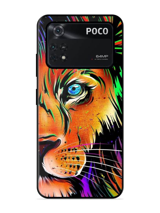 Colorful Lion Design Glossy Metal TPU Phone Cover for Poco X4 Pro (5G) Zapvi