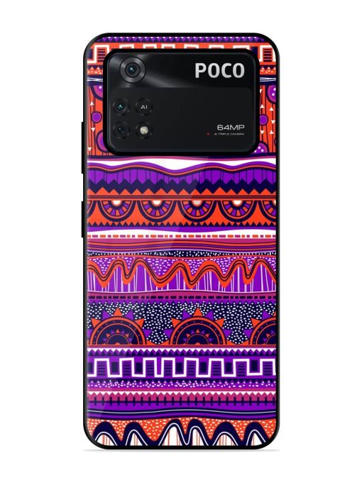 Ethnic Seamless Pattern Glossy Metal TPU Phone Cover for Poco X4 Pro (5G) Zapvi