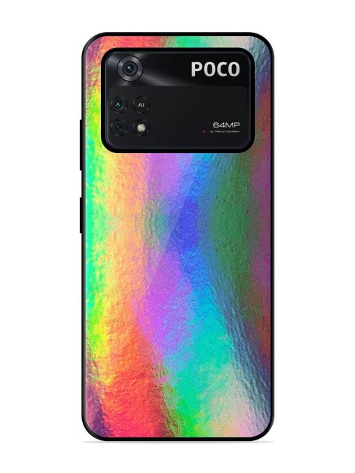 Colorful Holographic Background Glossy Metal TPU Phone Cover for Poco X4 Pro (5G)