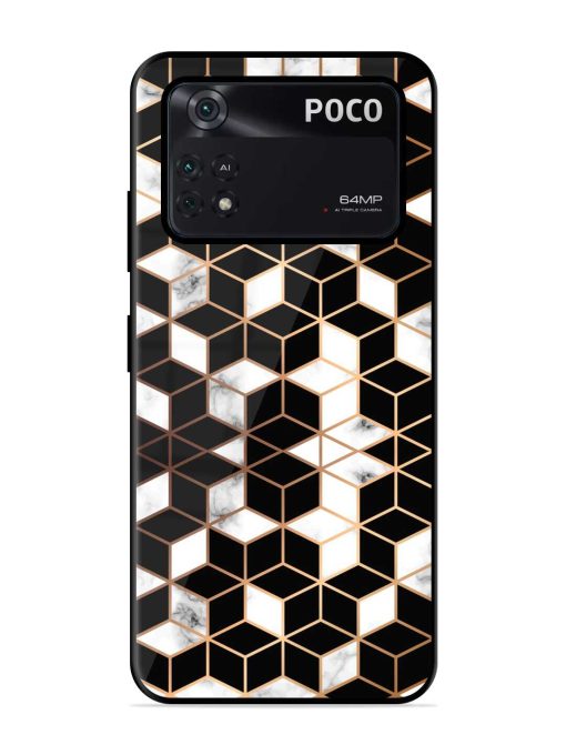 Vector Marble Texture Glossy Metal Phone Cover for Poco X4 Pro (5G) Zapvi