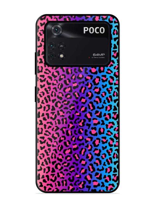 Colorful Leopard Seamless Glossy Metal Phone Cover for Poco X4 Pro (5G) Zapvi