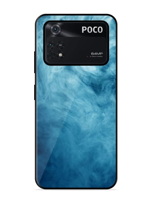 Blue Smoke Art Glossy Metal Phone Cover for Poco X4 Pro (5G) Zapvi