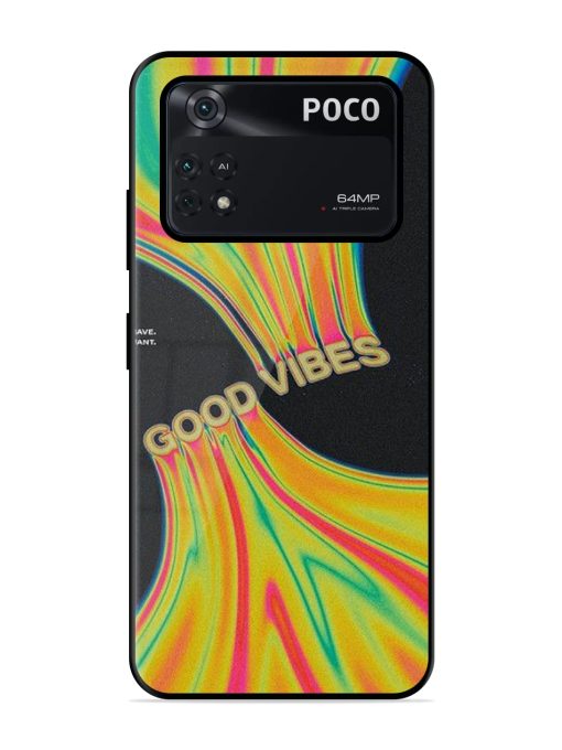 Good Vibes Glossy Metal Phone Cover for Poco X4 Pro (5G) Zapvi