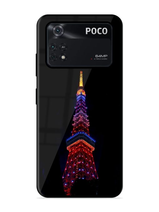 Eiffel Tower Night View Glossy Metal Phone Cover for Poco X4 Pro (5G) Zapvi