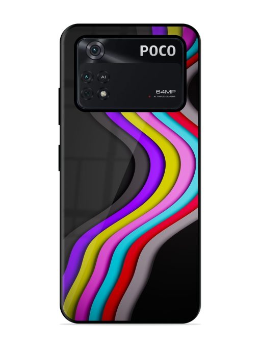 Liquid Blue Abstract Glossy Metal Phone Cover for Poco X4 Pro (5G) Zapvi