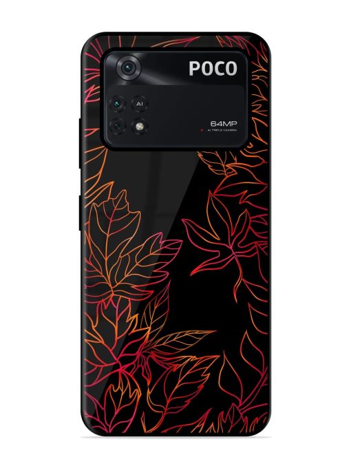 Red Floral Pattern Glossy Metal Phone Cover for Poco X4 Pro (5G) Zapvi