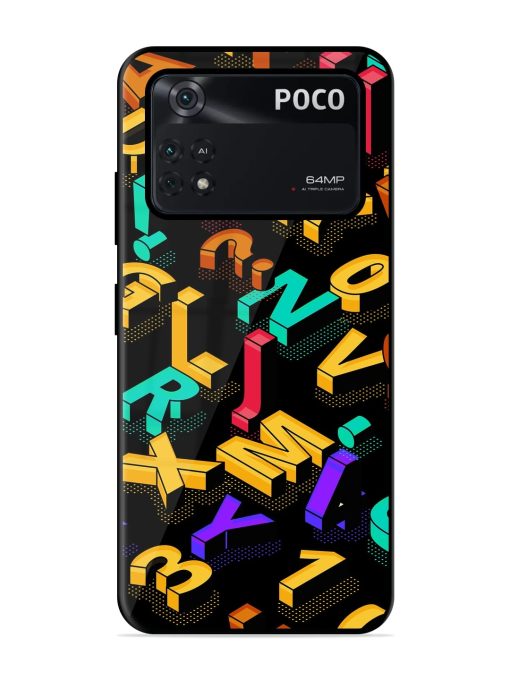 Seamless Pattern With Letters Glossy Metal Phone Cover for Poco X4 Pro (5G) Zapvi