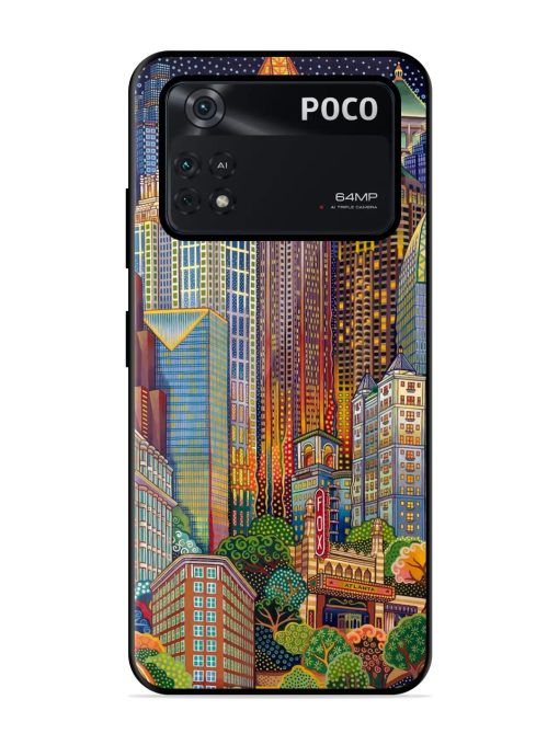 Cityscapes Art Glossy Metal Phone Cover for Poco X4 Pro (5G) Zapvi