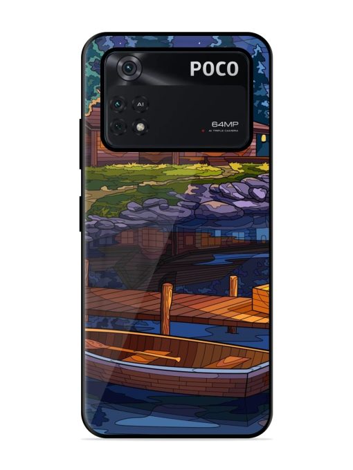 Village Night Scene Glossy Metal Phone Cover for Poco X4 Pro (5G)