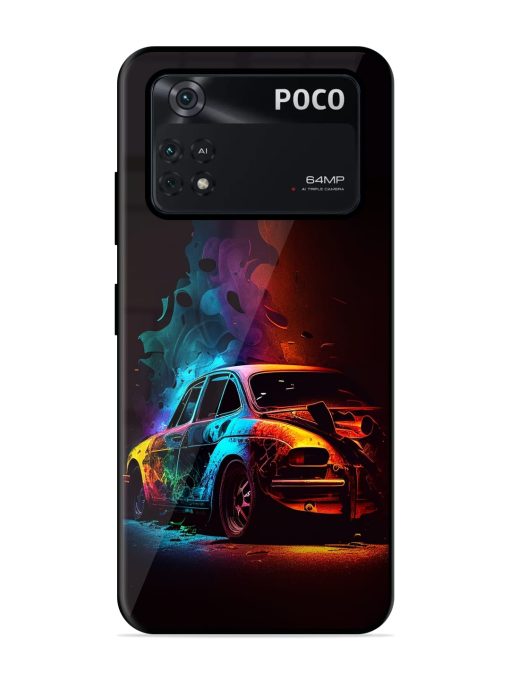 High Classic Car Art Glossy Metal Phone Cover for Poco X4 Pro (5G) Zapvi