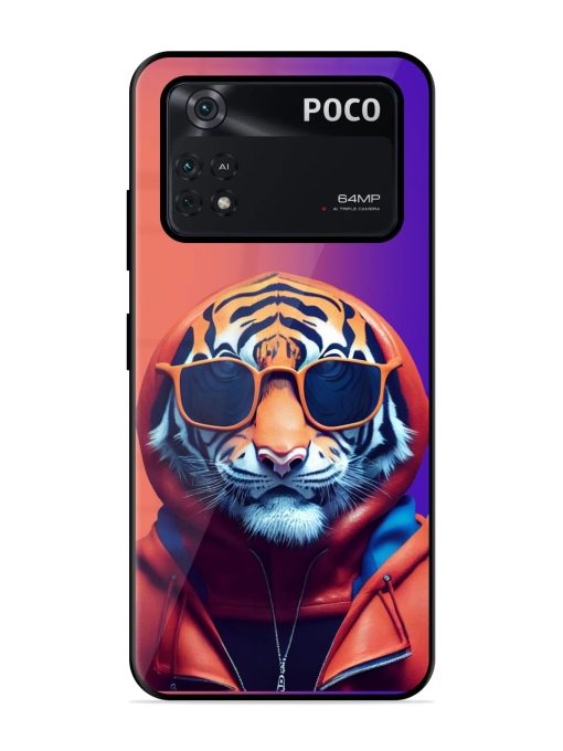 Tiger Animation Glossy Metal Phone Cover for Poco X4 Pro (5G) Zapvi