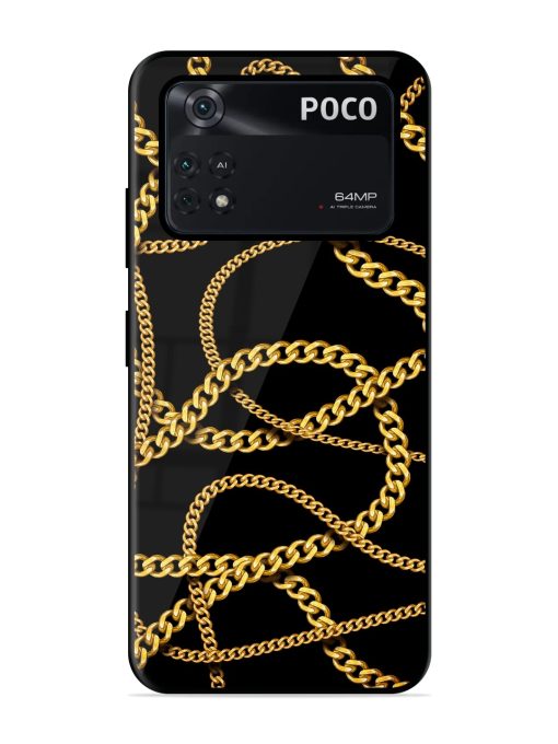 Decorative Golde Chain Glossy Metal Phone Cover for Poco X4 Pro (5G) Zapvi