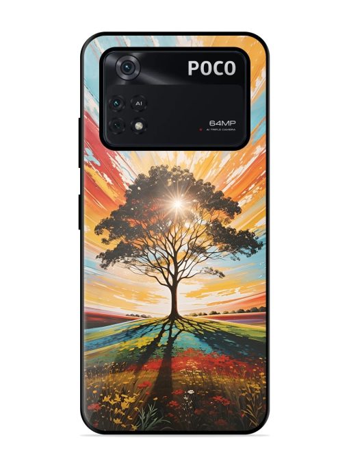 Abstract Tree Colorful Art Glossy Metal Phone Cover for Poco X4 Pro (5G) Zapvi