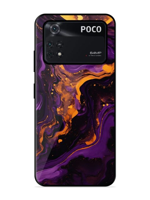 Painting Of A Purple Glossy Metal Phone Cover for Poco X4 Pro (5G) Zapvi