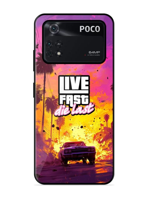 Live Fast Glossy Metal Phone Cover for Poco X4 Pro (5G) Zapvi