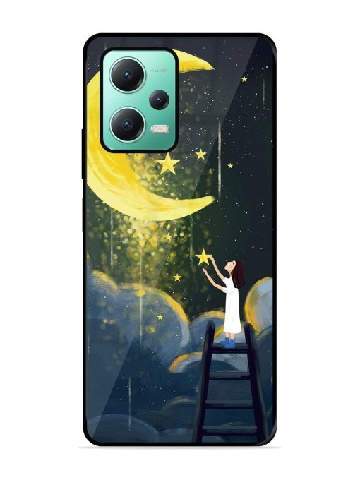 Moonlight Healing Night Illustration Glossy Metal TPU Phone Cover for Poco X5 (5G)