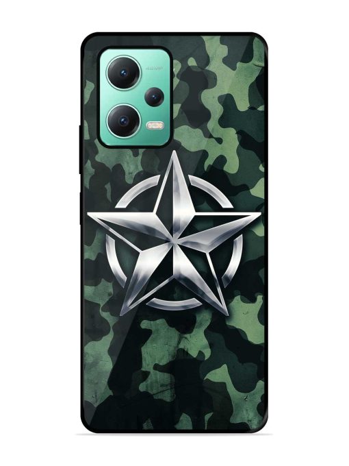 Indian Army Star Design Glossy Metal Phone Cover for Poco X5 (5G) Zapvi