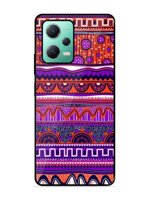 Ethnic Seamless Pattern Glossy Metal TPU Phone Cover for Poco X5 (5G) Zapvi