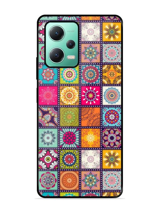 Seamless Pattern Vintage Glossy Metal Phone Cover for Poco X5 (5G) Zapvi