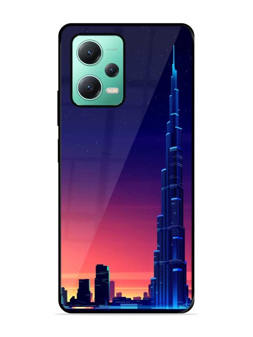 Burj Khalifa Abstract Glossy Metal Phone Cover for Poco X5 (5G) Zapvi