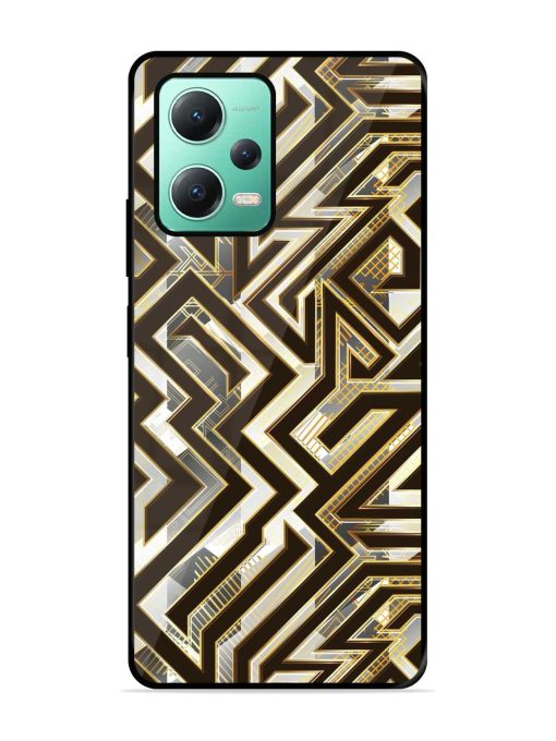 Technology Geometric Seamless Glossy Metal Phone Cover for Poco X5 (5G) Zapvi