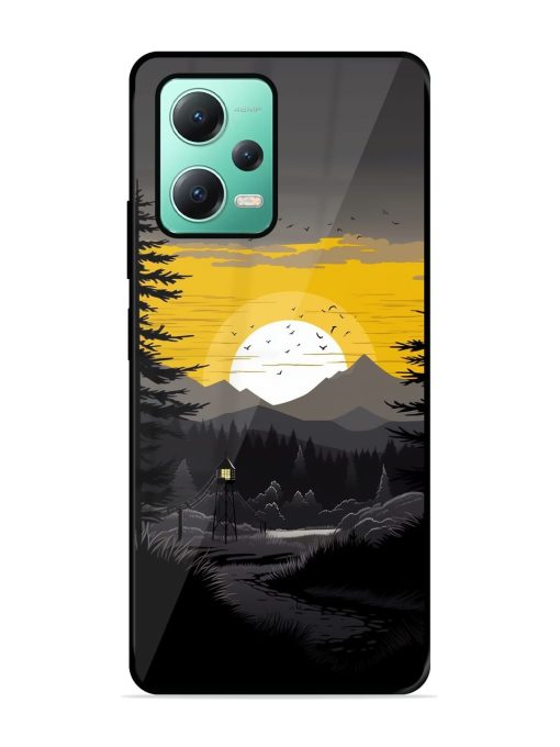 Sunset Vector Glossy Metal Phone Cover for Poco X5 (5G) Zapvi