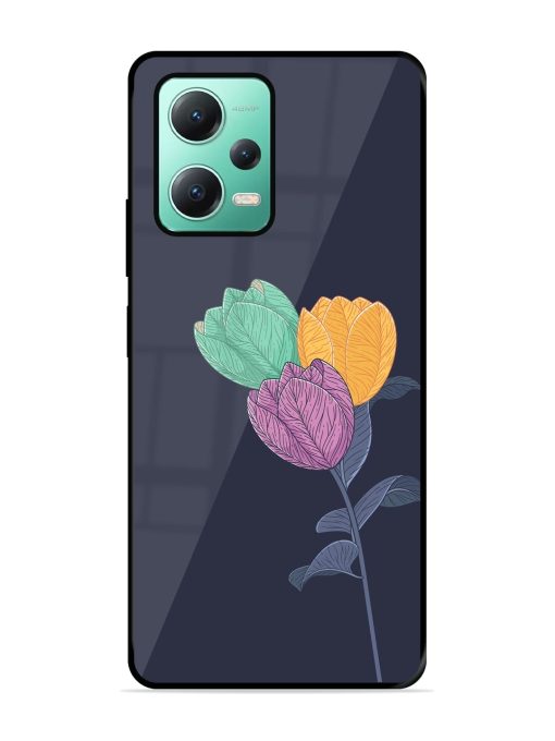 Flower Vector Glossy Metal Phone Cover for Poco X5 (5G) Zapvi