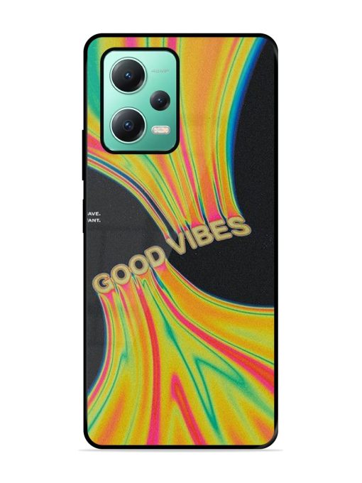 Good Vibes Glossy Metal Phone Cover for Poco X5 (5G) Zapvi