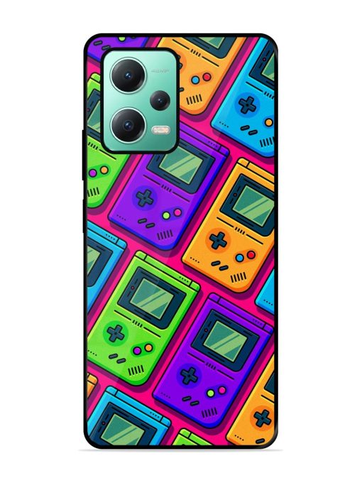 Game Seamless Pattern Glossy Metal Phone Cover for Poco X5 (5G) Zapvi