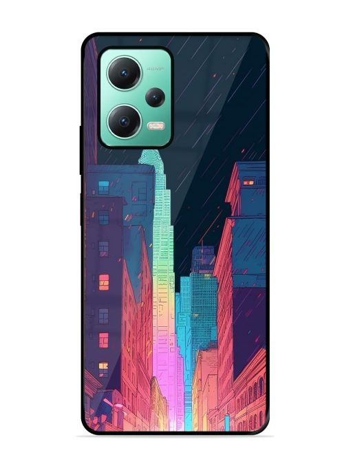 Minimal City Art Glossy Metal Phone Cover for Poco X5 (5G) Zapvi