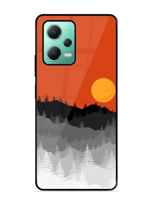 Mountain Lofi Sun Glossy Metal Phone Cover for Poco X5 (5G)