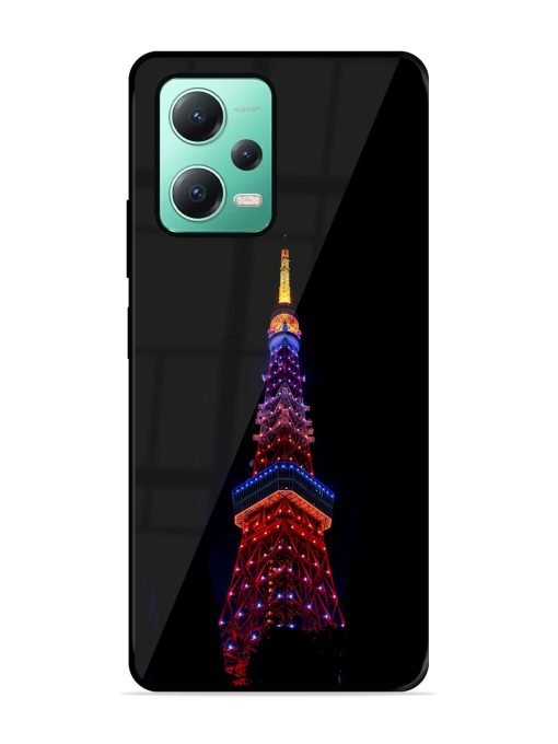 Eiffel Tower Night View Glossy Metal Phone Cover for Poco X5 (5G) Zapvi