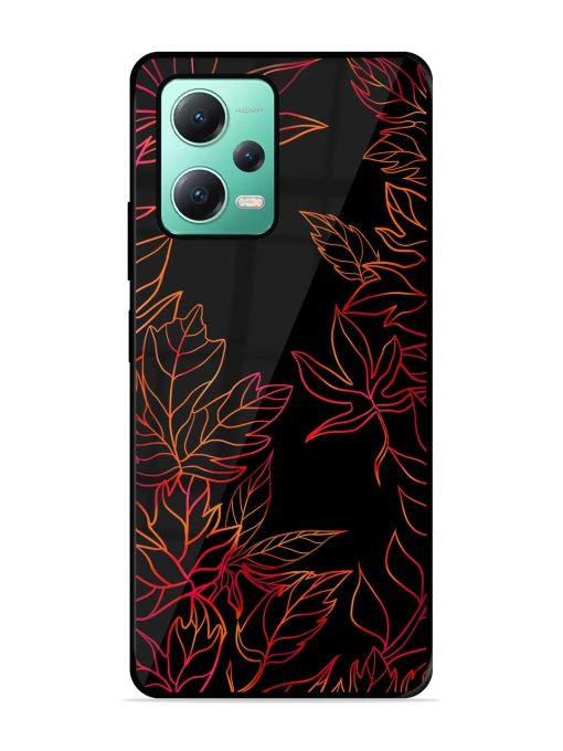 Red Floral Pattern Glossy Metal Phone Cover for Poco X5 (5G)