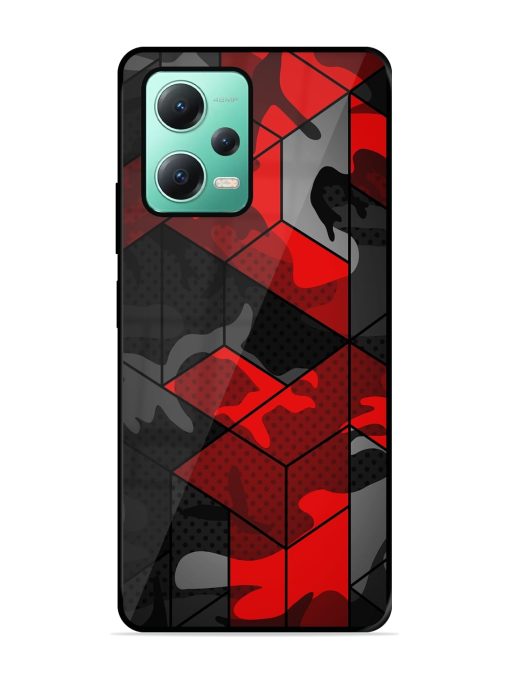 Royal Red Camouflage Pattern Glossy Metal Phone Cover for Poco X5 (5G)