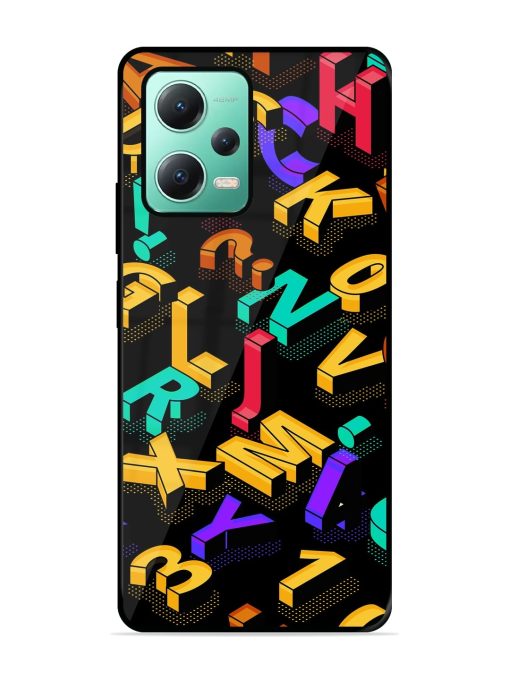 Seamless Pattern With Letters Glossy Metal Phone Cover for Poco X5 (5G) Zapvi