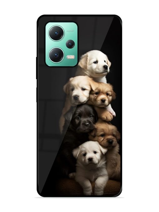 Cute Baby Dogs Glossy Metal Phone Cover for Poco X5 (5G) Zapvi