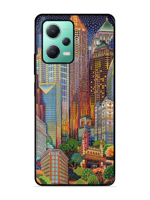 Cityscapes Art Glossy Metal Phone Cover for Poco X5 (5G) Zapvi