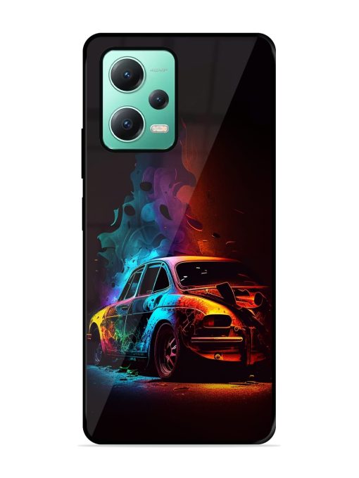 High Classic Car Art Glossy Metal Phone Cover for Poco X5 (5G) Zapvi