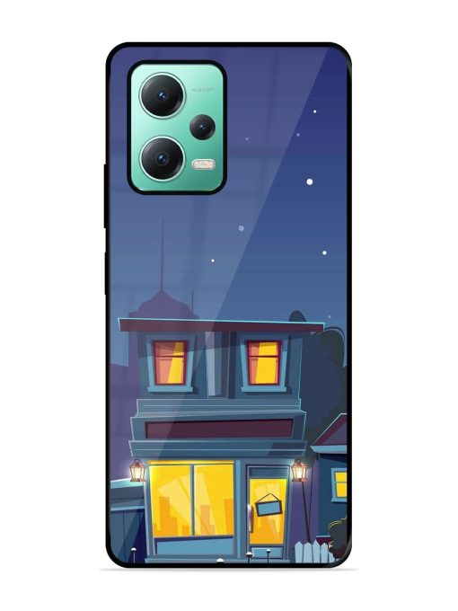 Vector Night House Glossy Metal Phone Cover for Poco X5 (5G)