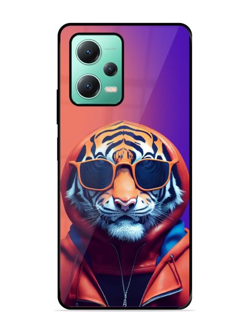 Tiger Animation Glossy Metal Phone Cover for Poco X5 (5G) Zapvi