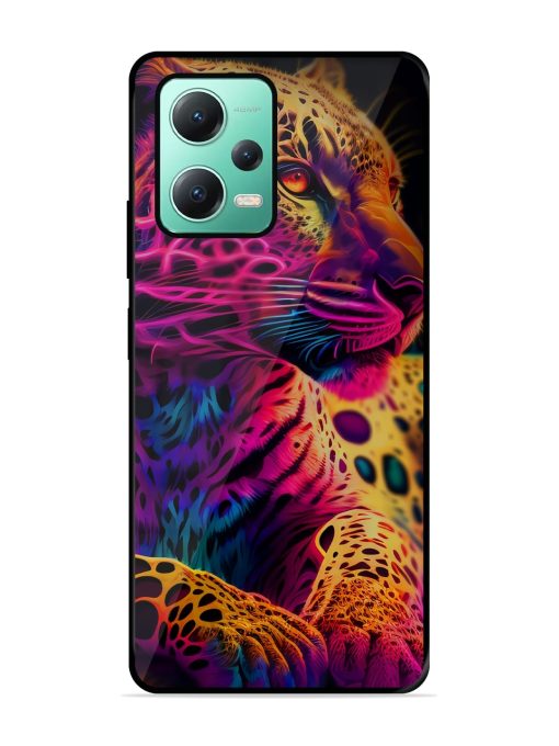 Leopard Art Glossy Metal Phone Cover for Poco X5 (5G) Zapvi