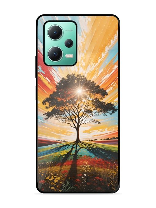 Abstract Tree Colorful Art Glossy Metal Phone Cover for Poco X5 (5G) Zapvi