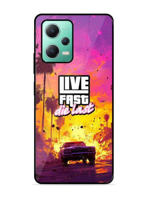 Live Fast Glossy Metal Phone Cover for Poco X5 (5G)