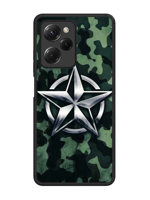 Indian Army Star Design Glossy Metal Phone Cover for Poco X5 Pro (5G) Zapvi