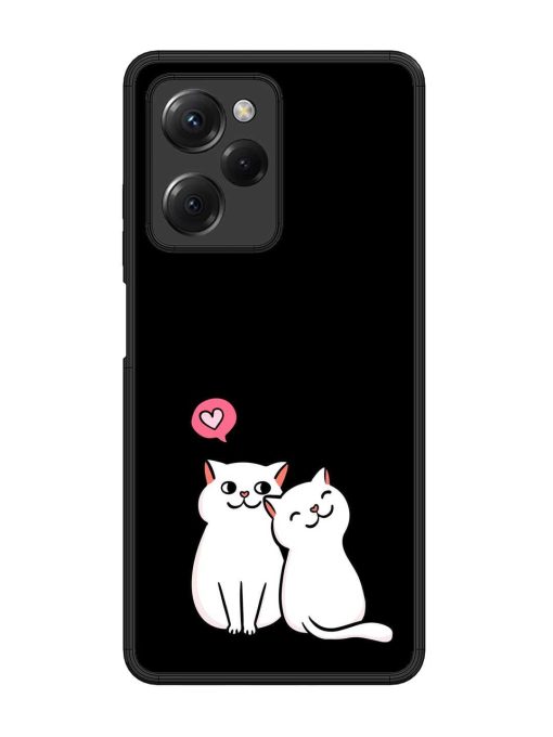 Cat Love Glossy Metal Phone Cover for Poco X5 Pro (5G) Zapvi